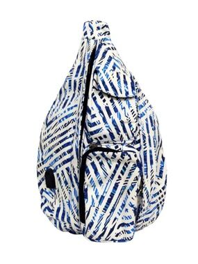 Nupouch Large Anti-Theft Rucksack in Blue Geo with Charging Port NWOT